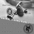 wholesale 925 Sterling Silver Wolf Head Round Stud Earrings with Rune Design for Men & Women-0-5