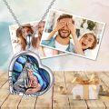 wholesale 925 Sterling Silver Heart-Shaped Abalone Shell Pendant with Wolves and I Love You Forever Inscription - Valentine's Day Gifts for Her-0-1