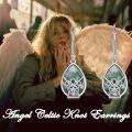 wholesale 925 Sterling Silver Celtic Knot Teardrop Green Moss Agate Drop Earrings-0-4