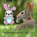wholesale 925 Sterling Silver Bunny Necklace with Moonstone Pendant for Women Cute Animal  for Mother-0-4