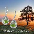 wholesale 925 Sterling Silver Tree Of Life Drop Earrings Wholesale With Green Stone-0-5