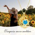 wholesale 18K Gold Plated Natural Gemstone Crescent Necklace for Women Moon Sun Pendant Gift for Her-0-5