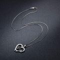 wholesale 925 Sterling Silver Heart-Shaped Pendant Necklaces with Black Enamel Dog Paw Print and Bone Design Gifts for Women-0-2