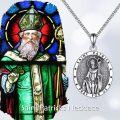 wholesale 925 Sterling Silver St. Patrick Medal Necklace with Oxidized Vintage Finish - Hypoallergenic Religious Pendant for Men/Women - Adjustable 20+2 Chain - Gift Box Included-0-2