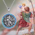 wholesale 925 Sterling Silver Saint Christopher Protect Us Round Pendant Necklace for Men & Women-0-4