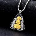 TOUPOP 925 Sterling Silver/14k Gold Plated Stone Buddhist Necklace Amulet-0-4