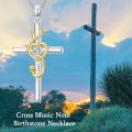 TOUPOP Sterling Silver Cross Treble Clef Pendant Music Note Necklace-0-2