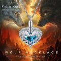 wholesale 925 Sterling Silver Heart-Shaped Blue Crystal Celtic Wolves Urn Keepsake Jewelry Pendant with Funnel and Fill Tool - Memorial Ashes Holder Necklace Gifts for Women-0-5