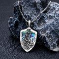 wholesale 925 Sterling Silver Saint Christopher Shield Shape Abalone Shell Religious Pendant Necklace -0-2