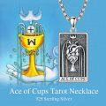 wholesale 925 Sterling Silver Ace of Cups Tarot Pendant Necklace s for Women Men Gifts Jewelry-0-1