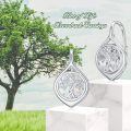 TOUPOP Sterling Silver Turquoise Moonstone Moss Agate Tree Of Life Dangle Earrings-0-1
