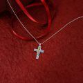 wholesale 925 Sterling Silver Cross Pendant Necklace With Abalone Shell Hummingbird Flower Design-0-2