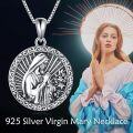 wholesale 925 Sterling Silver Virgin Mary Pendant Necklace with Oxidized Finish – Elegant Religious Jewelry Gift-0-4