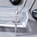 wholesale 925 Sterling Silver Winged Sword Cross Pendant Necklace  for Men Women  47cm Chain Length-0-4