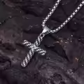 TOUPOP Stainless Steel Zircon Cross Necklace for Men Women Y2k Punk Hip Hop Gift-0-3