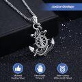 wholesale 925 Sterling Silver Anchor & Ship Wheel Pendant Necklace for Men & Women - Nautical s for Travelers Graduates & Sailors-0-4