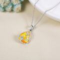 wholesale 925 Sterling Silver 925 Amber Teardrop Necklace w/Flower & Bird Design-0-2
