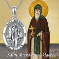 wholesale 925 Sterling Silver St Brendan Protect Us Religious Medal Pendant Necklace for Men & Women-0-4