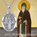 wholesale 925 Sterling Silver St Brendan Protect Us Religious Medal Pendant Necklace for Men & Women-0-4