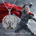 wholesale 925 Sterling Silver Tree of Life Norse Thor's Hammer Amulet Protection Pendant Necklace for Women-0-5