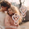 wholesale Rose Gold Heart Infinity CZ Stud Earrings for Women Girls Minimalist  925 Sterling Silver Hypoallergenic-0-1