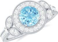 wholesale TOUPOP Personalized Natural Aquamarine Wedding Ring For Women 925 Sterling Silver Moissanite Ring Engagement Ring Anniversary Aquamarine Promise Rings For Her -undefined