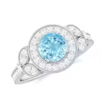 TOUPOP Sterling Silver Aquamarine Moissanite Wedding Engagement Ring-undefined