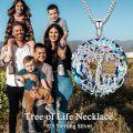 wholesale 925 Sterling Silver Blue Crystal Tree of Life Mother Necklace - Symbol of Love, Luck & Growth-0-1