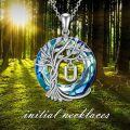 wholesale 925 Sterling Silver Blue Crystal Tree of Life Initial Necklace Family Letter Pendant Birthday Mother s Day Gifts for Her-0-33