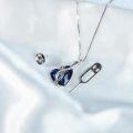 wholesale 925 Sterling Silver Blue Austrian Crystal Heart Cremation Jewelry with Funnel and Sim Card Tool-0-1