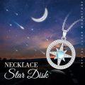 wholesale 925 Sterling Silver Moonstone Compass Pendant Necklace for Women Girls  45cm Chain Length-0-5
