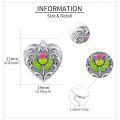 wholesale 925 Sterling Silver Heart Pendant With Pink Thistle Flower Design-0-4
