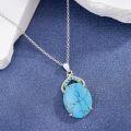 wholesale 925 Sterling Silver Natural Turquoise Stone Teardrop Shape Pendant Necklace for Women Girls Gifts Vintage Bohemian Style Jewelry 43cm Chain Length-0-4