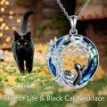 wholesale 925 Sterling Silver Blue Crystal Tree of Life Cat Pendant Necklace-0-5