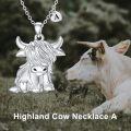 wholesale Sterling Silver Highland Cow Birthstone Necklace Jewelry Gifts for Women Girls-0-2