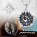 wholesale 925 Sterling Silver Compass Pendant Necklace with Masonic Symbol - Nautical s for Women-0-3