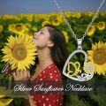 wholesale 925 Sterling Silver Sunflower & Butterfly Charm Pendant Necklace for Women Gifts-0-2