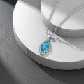 wholesale 925 Sterling Silver Turquoise Cubic Zirconia-Shaped Pendant Necklace - Vintage Boho Style-0-2