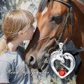 wholesale 925 Sterling Silver Birthstone Crystal Horse Heart Necklace Women s Jewelry Gift-0-31