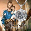 wholesale 925 Sterling Silver Saint Joseph Protect Us Medal Pendant Necklace for Men & Women-0-2