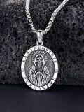 wholesale 925 Sterling Silver Santa Muerte Triple Moon Witch Knot Skull Cowboy Pendant Necklace-0-4