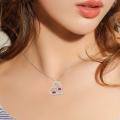 wholesale 925 Sterling Silver Pink CZ Flamingos in Heart Pendant Necklace-0-3