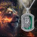 wholesale 925 Sterling Silver Green Malachite Lion Head Pendant Necklace for Men Gothic Punk Rock Jewelry-0-4