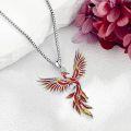 wholesale 925 Sterling Silver Phoenix Bird Pendant Necklace Red Gold Tone Charm s for Her-0-3