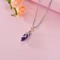 TOUPOP Copper Rose Quartz Healing Crystal Wire Wrapped Pendant Necklace-0-2