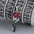 wholesale 925 Sterling Silver Red Rose Skeleton Hand Pendant Necklace Gothic Jewelry for Women Birthday Gifts-0-1
