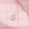 wholesale 925 Sterling Silver Rhodium & Rose Gold Plated Gymnastics Ballet Heart Pendant Necklace for Women-0-2