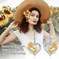 wholesale 925 Sterling Silver Cubic Zirconia Sunflower Heart Dangle Hoop Earrings-0-5