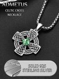 wholesale 925 Sterling Silver Birthstone Celtic Cross Necklace for Men Irish Jewelry 2 5mm 22 +2 Rolo Chain-0-3