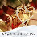 wholesale 14K Gold Bow Tie Diamond Pendant Necklace 14K Gold Chain s for Her-0-5